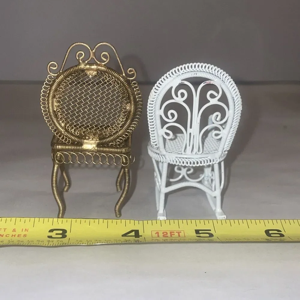 1:12 Vintage Metal Doll‎ House Chairs Furniture Rocker Ornate